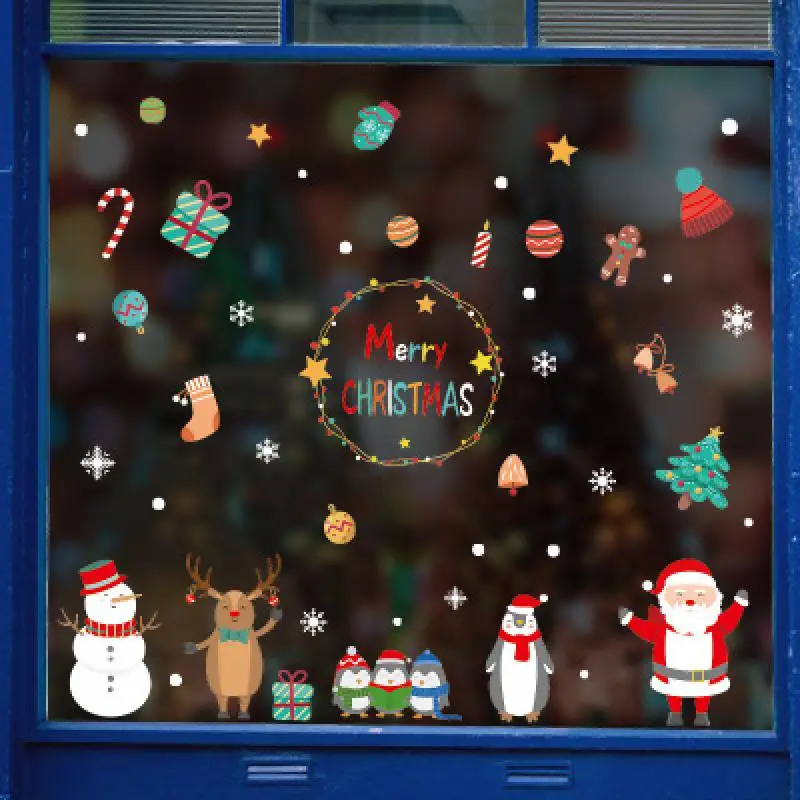 

New DIY Santa Mural Merry Christmas Wall Stickers Window Glass Section Decals New Year Christmas Decoration Home Decoration