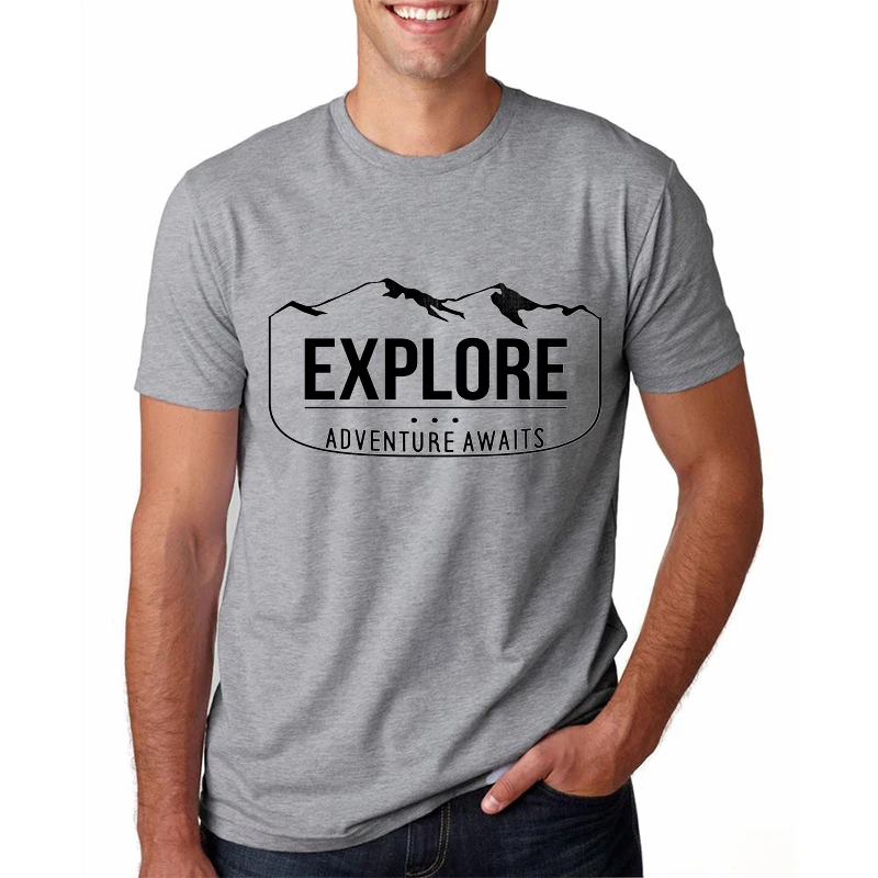 587318 Casual Tshirt Short Sleeve Men T-shirt Gray Cotton Cool Tee Shirt Tops |