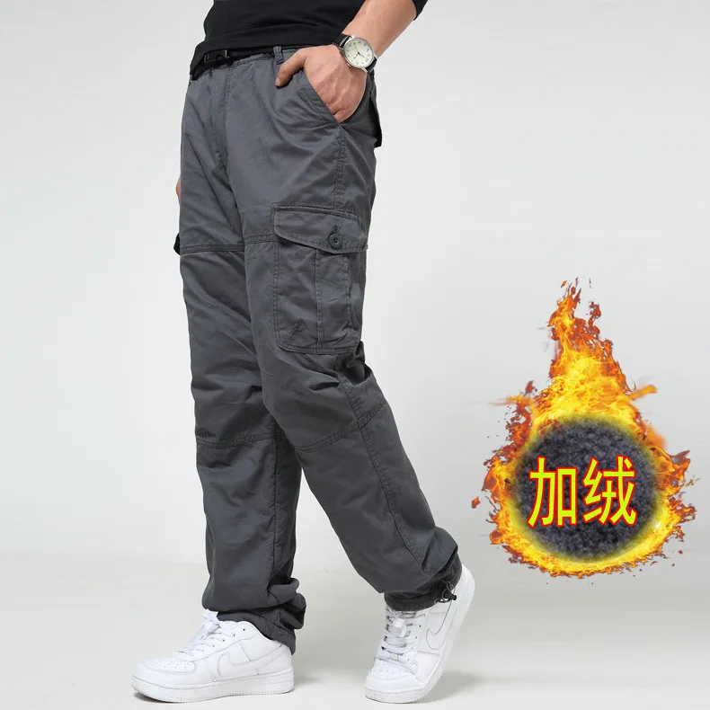

Winter Cotton-padded Trousers Thick Warm plus Velvet Bib Overall Men's Bags All Cotton-padded Trousers Polar Fleece Winter Pants