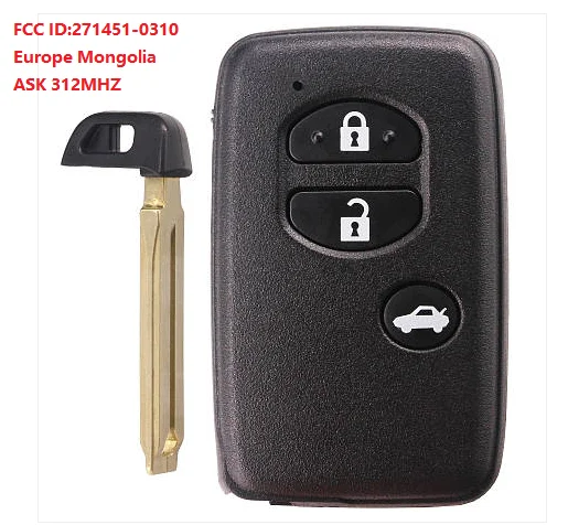 KEYECU смарт-ключ 3 кнопки спросить 312 МГц для Toyota Camry Корона Mark X Majesta-P/N: 271451-0310