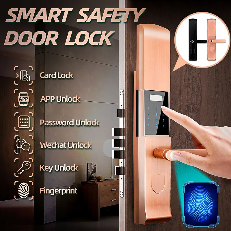 

Security Smart Electronic Fingerprint Door Security Anti-theft APP Keys Password Touch Keypad Lock Smart Home Security Lock