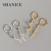 SHANICE женская серьга со змеями в стиле панк, 925 пробы, серебряные серьги-гвоздики с подвеской в виде змеи для женщин