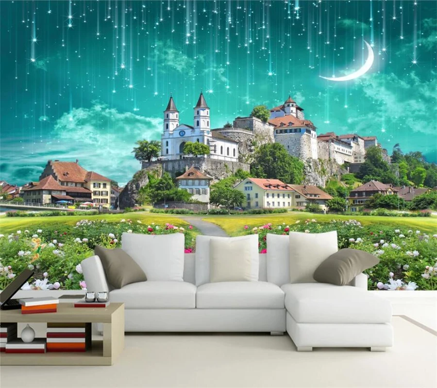 

beibehang Custom wallpaper 3d photo mural fantasy castle meteor shower background wall paper living room bedroom wallpaper обои