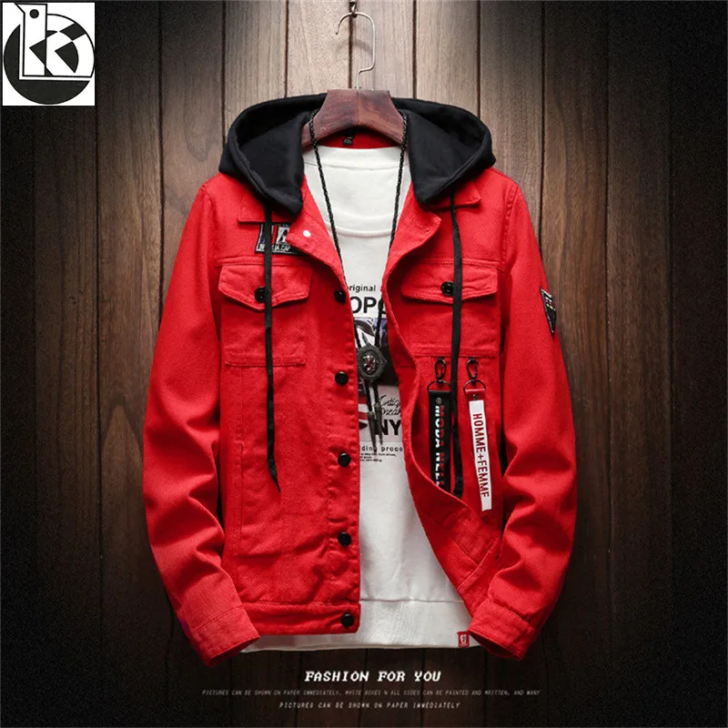 Бренд KB Мужская джинсовая куртка Потертая Классическая с воротником для мужчин