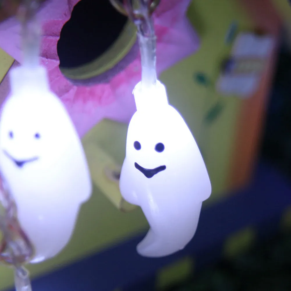 Лампочки для Хэллоуина гирлянда 2.5m20LED Ghost аккумуляторные фонари с пультом дистанционного управления вечерние Сад Рождество Праздник 19AUG26