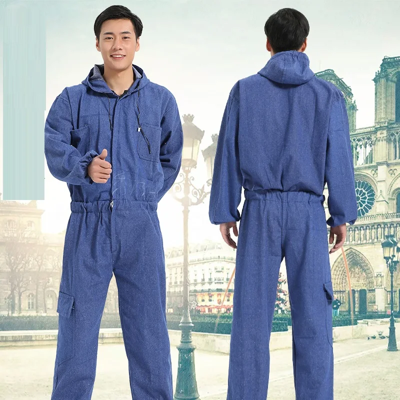 Woman men work overall working uniform spring pockets denim Coverall welding suit car repair workshop mechanic Plus Size clothes |