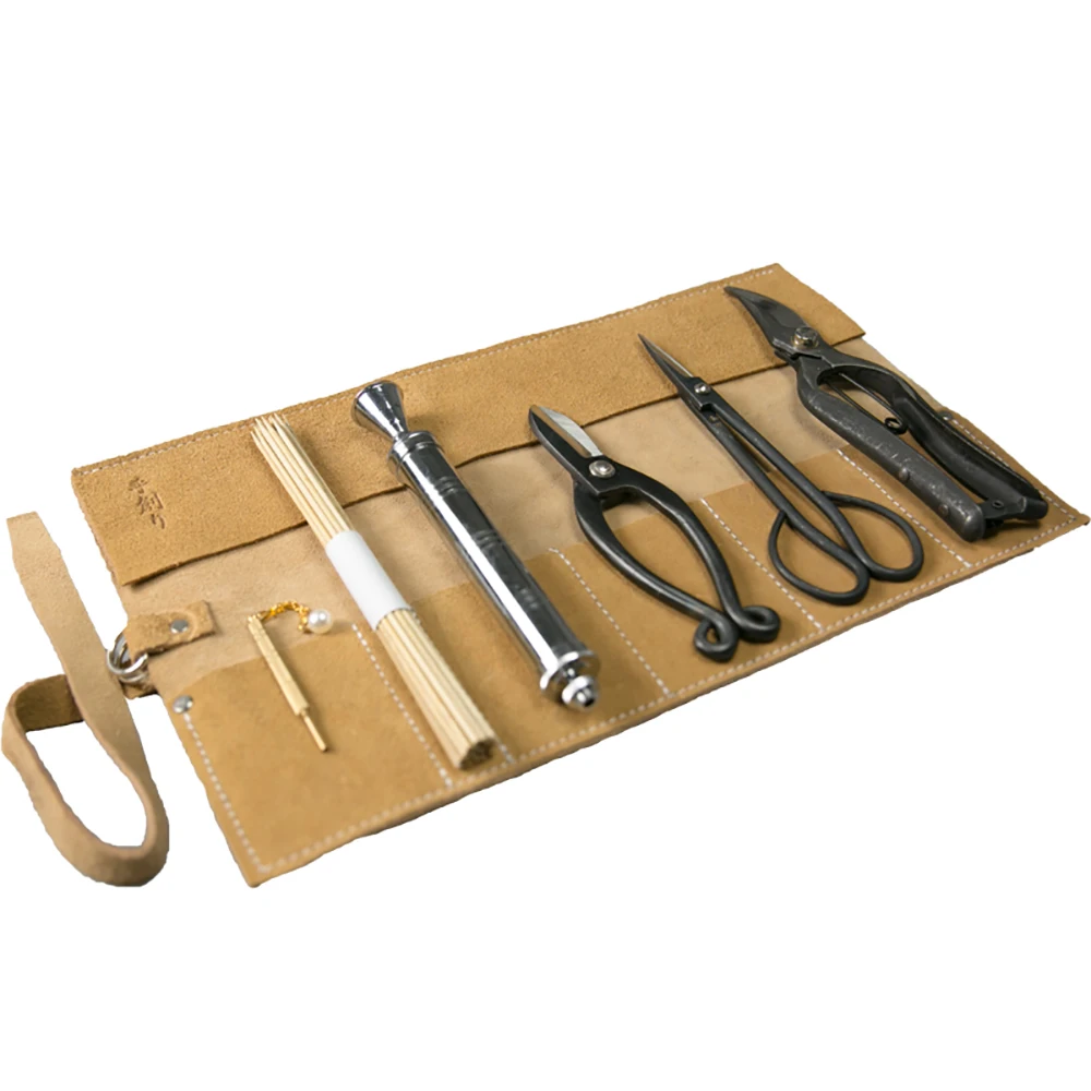 Japanese Ikebana Flower Arrangement Tools Set Real cowhide Bag Flower Art Tool Kit Y Japanese Ikebana Flower Arrangement Tools Set Real cowhide Bag Flower Art Tool Kit Y