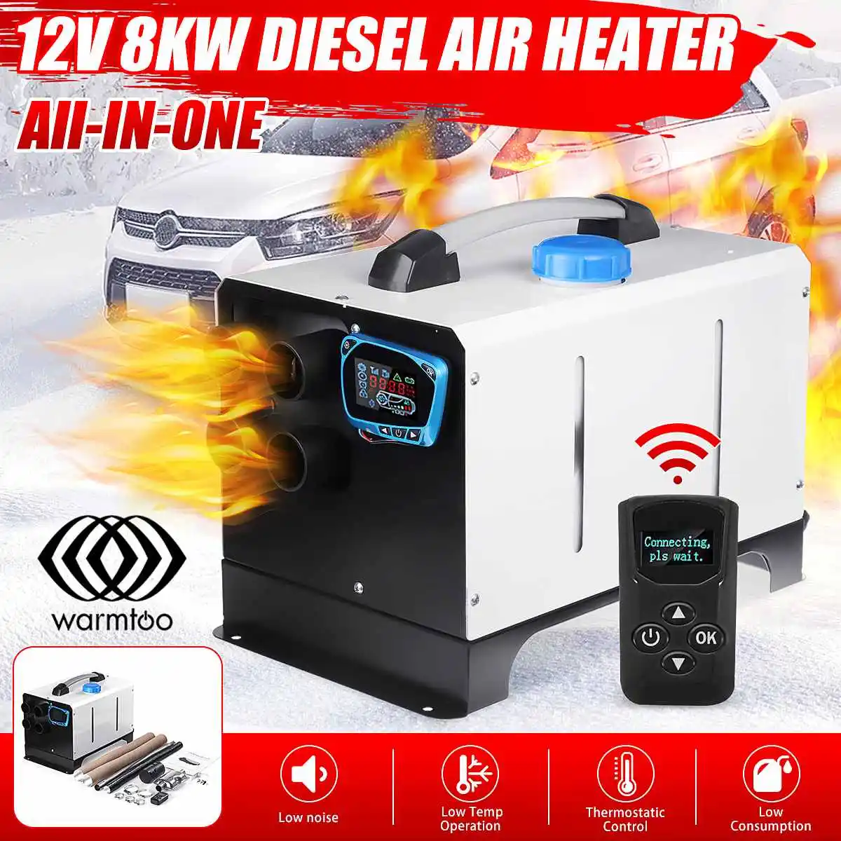 Noir avec Gris ALLOMN Ventilateur de Voiture Auto Automatique portatif d/ésembuage de fen/être d/égivreur de Chauffage de Voiture 12v pour Le d/éneigement Facile Hiver d/égivreur Chaud de Pare-Brise