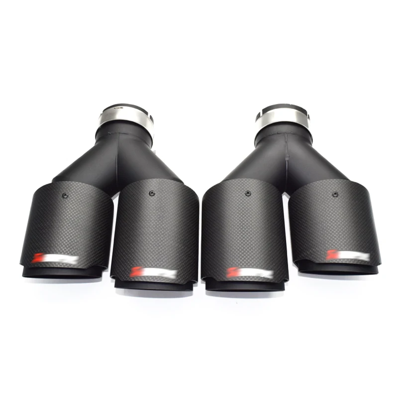 

1 PCS Glossy Carbon Stainless Steel Universal Dual tip Equal Length Exhaust Pipe End tail Muffler Tip For Universal