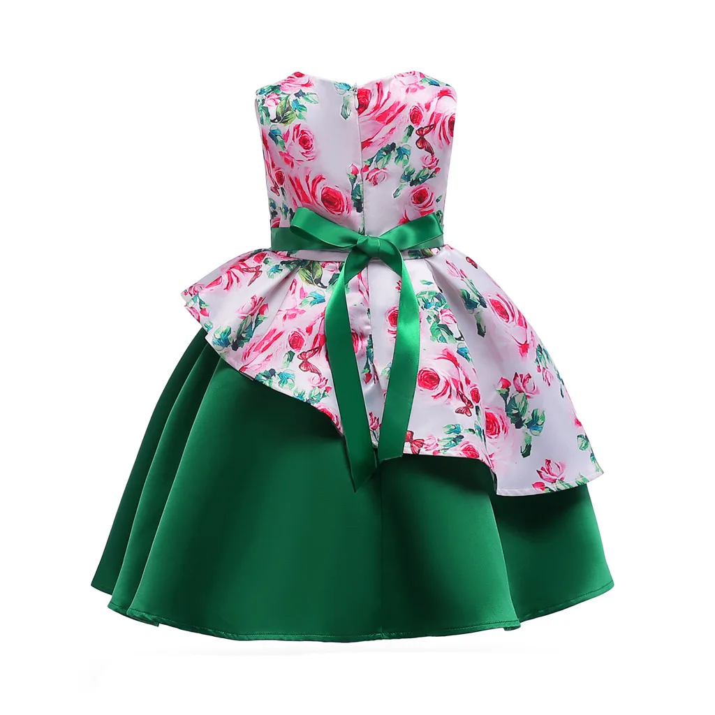 Летнее платье с цветочным рисунком костюм принцессы для девочек, платья праздничная одежда для девочек детское платье из тюля для выпускного вечера, Vestido, торжественное платье для детей от 2 до 10 лет