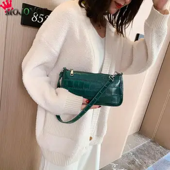 

Retro Handbag Women Crocodile Leather Shopping Totes Office Ladies Elegant Solid ColorShoulder Bag
