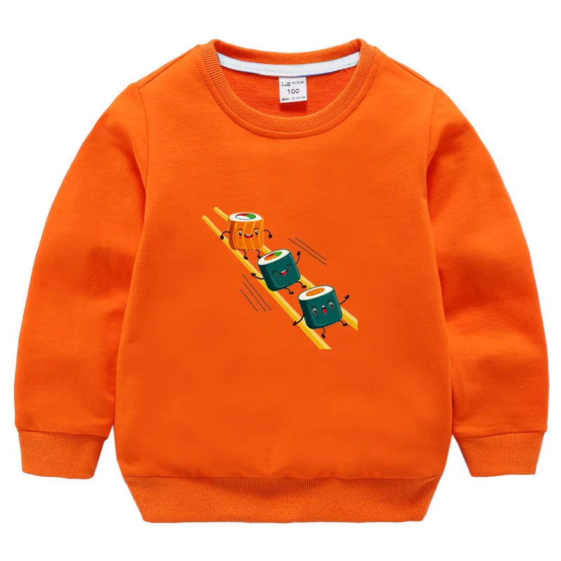 Детская толстовка с капюшоном с принтом суши и бега; Sudaderas; одежда с рисунком; топы с длинными рукавами для маленьких девочек; футболка; комплект