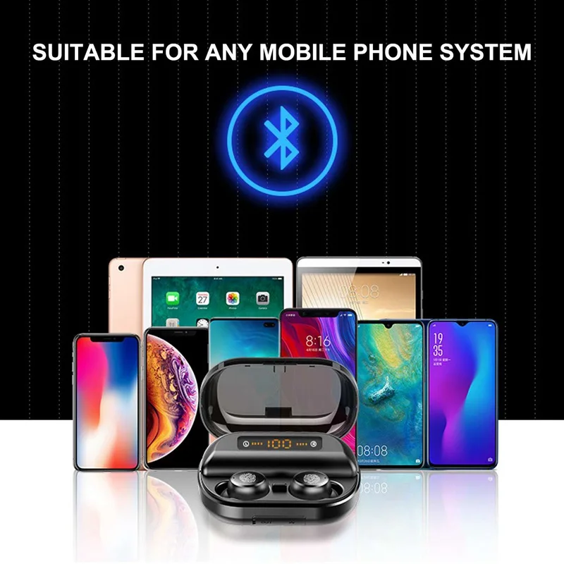 FULL-V11 пресс цифровой дисплей Bin Binaural в ухо беспроводной Спорт бизнес Bluetooth гарнитура с 4000 мАч зарядным ящиком