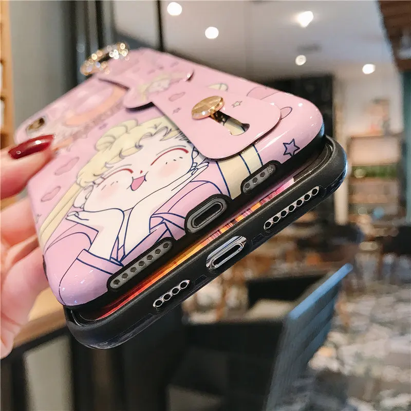 P30pro Сейлор Мун ремешок чехол мягкий чехол для мобильного телефона для huawei P30/P20 pro mate20 pro/3/4/5 V20 симпатичный держатель в виде ракушки+ платье на бретелях
