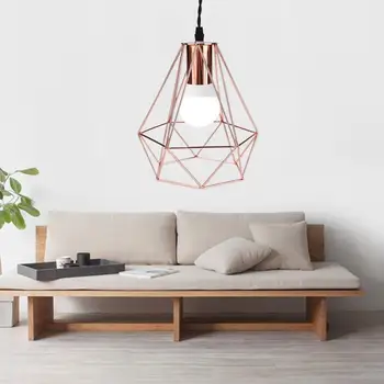 

Nordic Style Simple Modern Diamond Iron Chandelier Ceiling Light Vintage Iron Chandelier Cage E27 LED Retro Iron Lamp Home Decor