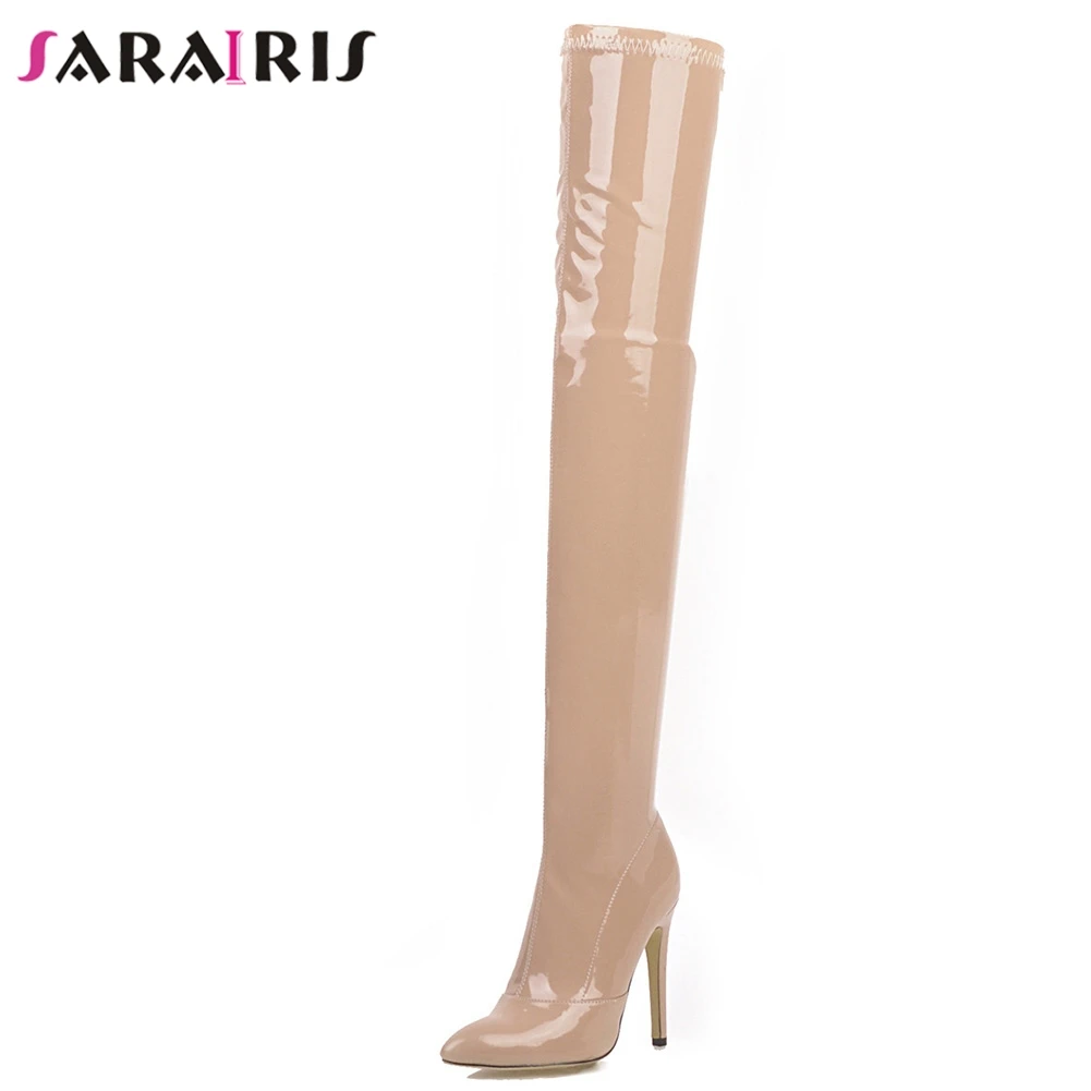 

SARAIRIS New Plus Size 33-46 Brand Thigh High Boots Pointed Toe High Heels Shoes Woman Party Sexy Over The Knee Boots Women