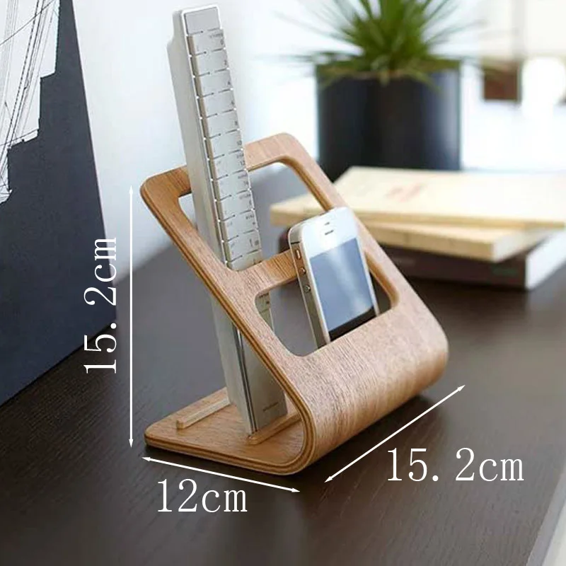 TV Remote Control Storage Rack Mobile Phone Container Desktop Wood Sundries Organizer For Home Office Desk Organizer Storage Organizer