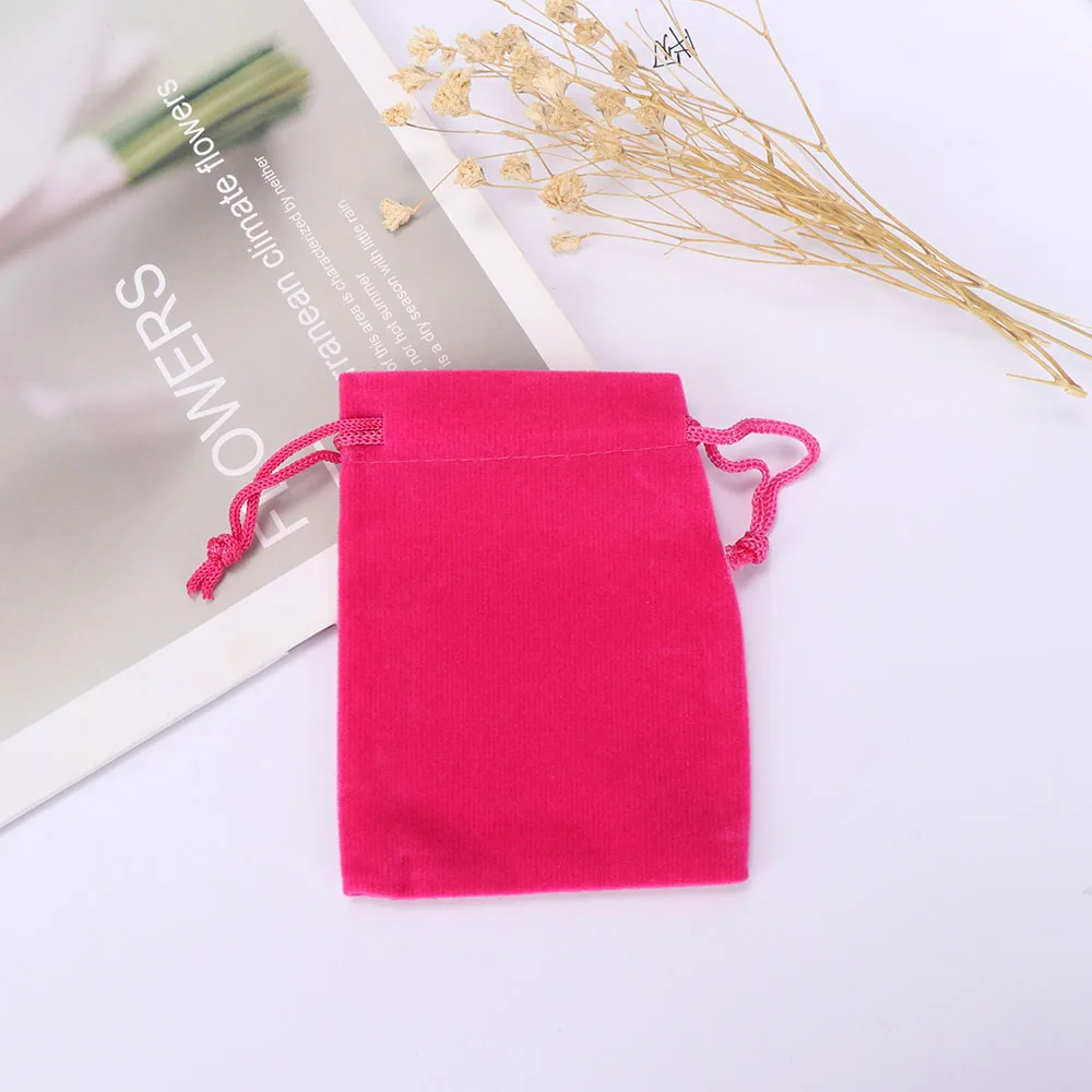 rose red 10 шт. сумка для подарков, простая Флокированная Сумочка для монет, посылка, сумка на шнурке, маленькая сумка для женщин, девушек, ткань для хранения ювелирных изделий - Цвет: rose red