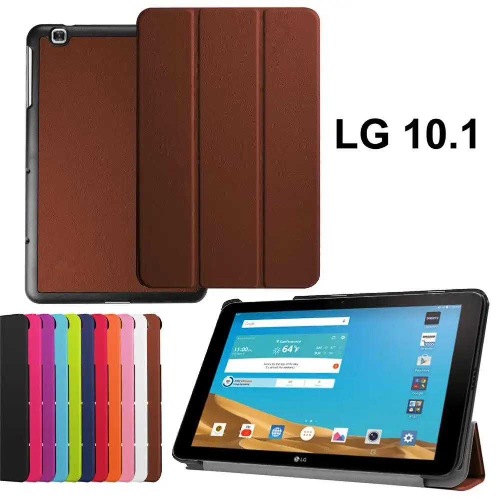 Brown Чехол для LG G PAD X 10,1 V930 ультра тонкий магнитный стенд флип Смарт Пробуждение Funda защитный чехол для планшета Whit стилус - Цвет: Brown