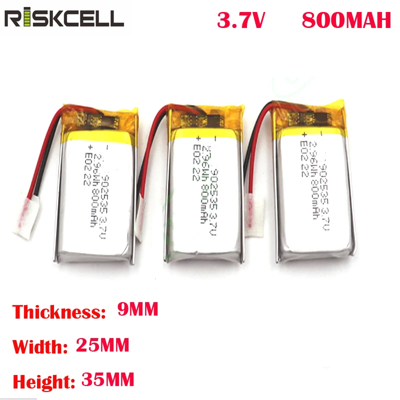 3,7 V 800mah литий-ионная полимерная батарея 902535
