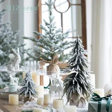 Miz Artificial Christmas Tree New Year Decoration Home Xmas Cute Ornament Desktop Gifts Small Table Mall Window Snow Fir Decor