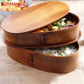 

Double Layer Natural Wooden Bento Lunch Box Containers Japanese Bento Lunchbox Sushi Portable Food Container Workers Student