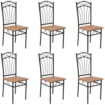 

vidaXL Dining Chairs 6 pcs Brown Steel and MDF