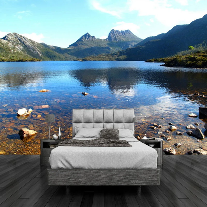 

Dropship Custom Any Size 3D Mural Wallpaper Beautiful Lake Stream Nature Landscape Mural Modern Bedside Home Decor 3D Panel Wall
