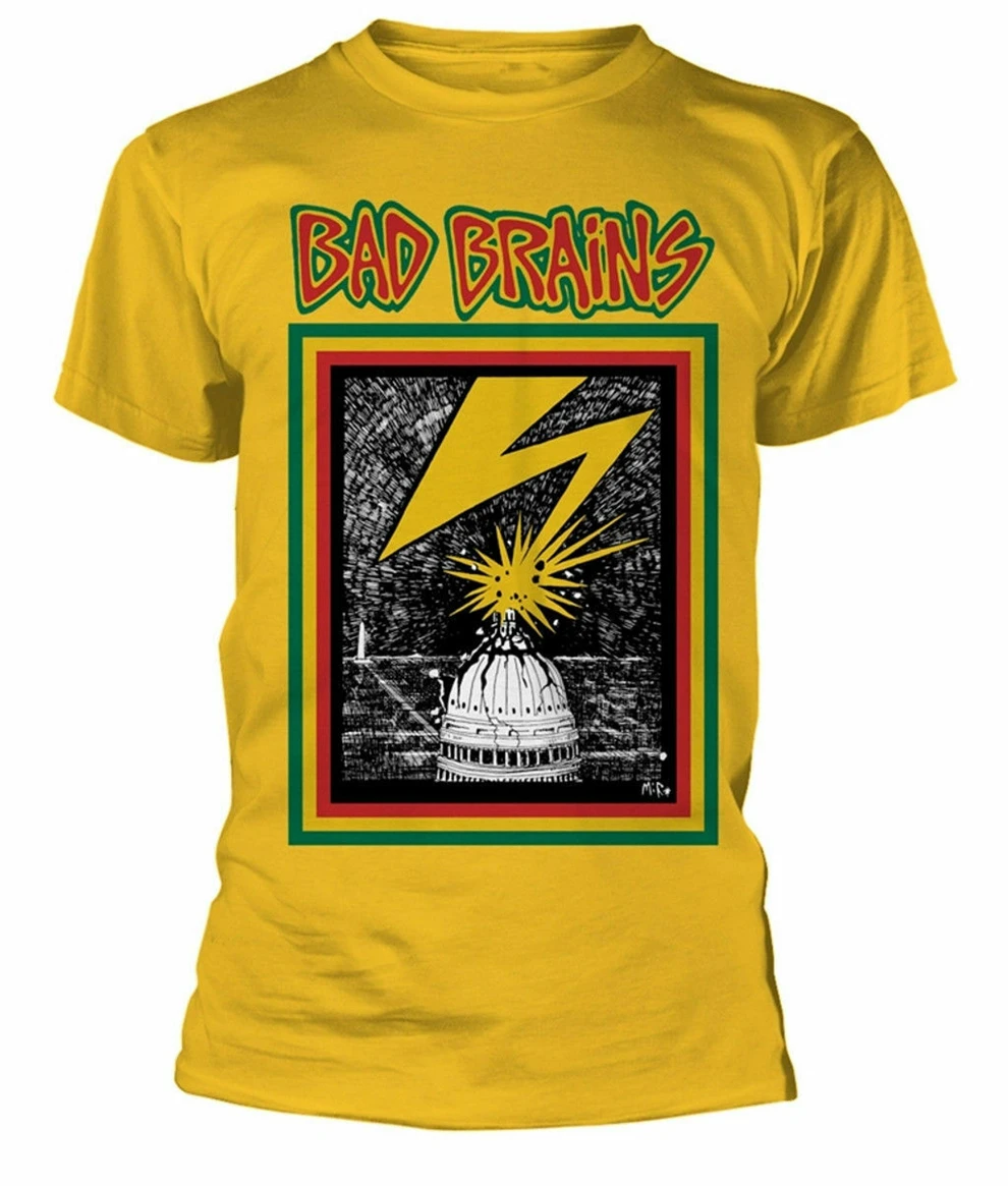 Футболка с надписью Bad Brains желтый альбом Логотип Мужская металлическая Жесткая