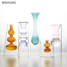 Скандинавский креативный цвет ваза стеклянная для цветов композиция гидропоники прозрачное домашнее настольное украшение украшения
