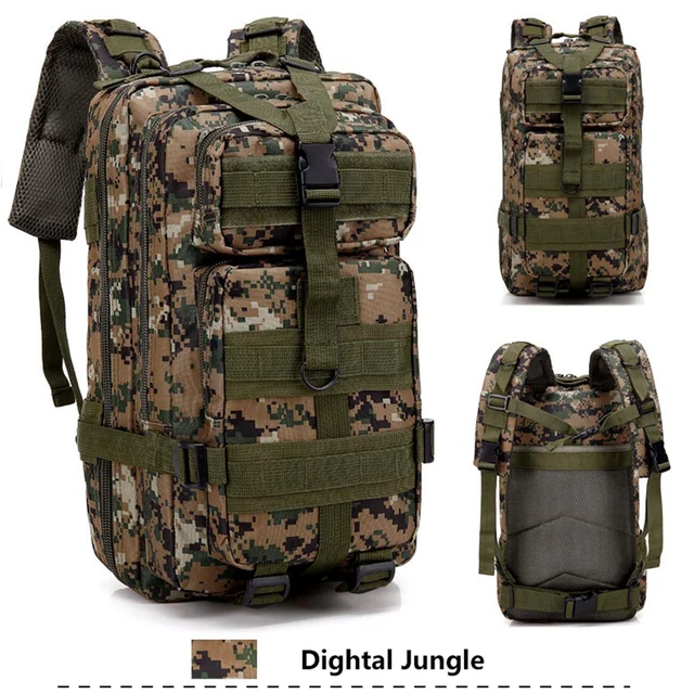 Men Large Capacity Tactical Backpack 30/50L Army Military 3P Softback Outdoor Waterproof Bug Rucksack Hiking Camping Hunting Bag Digital Jungle 30L