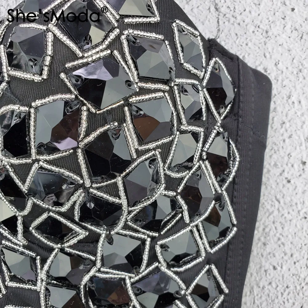 china wholesale 2020 new hand made bead bustier crop top (3)