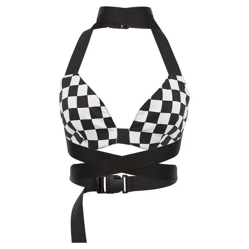

Summer Adjustable Crop Top Sexy Buckle Top V Neck Halter Tank Top Women Bralette Crop Tops Sleeveless Short Street Wear