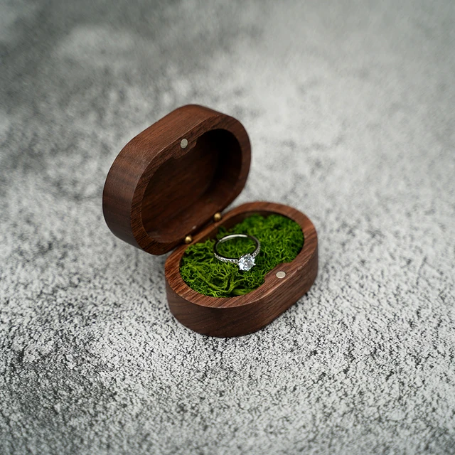 Porta Fedi Nuziali Personalizzato In Legno - Scatola Anelli Con Nomi Per Matrimonio, Fidanzamento O Anniversario - Foto 3