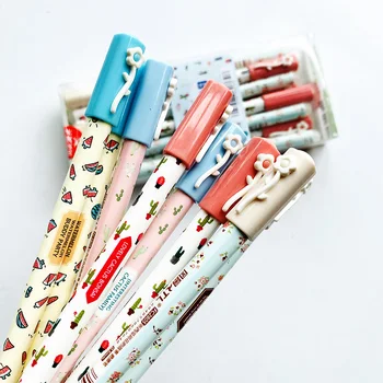 

2pcs Kawaii Fresh Cactus Flowers Watermelon Erasable Gel Pen School Office Supply Student Stationery Erasable Writing Pen