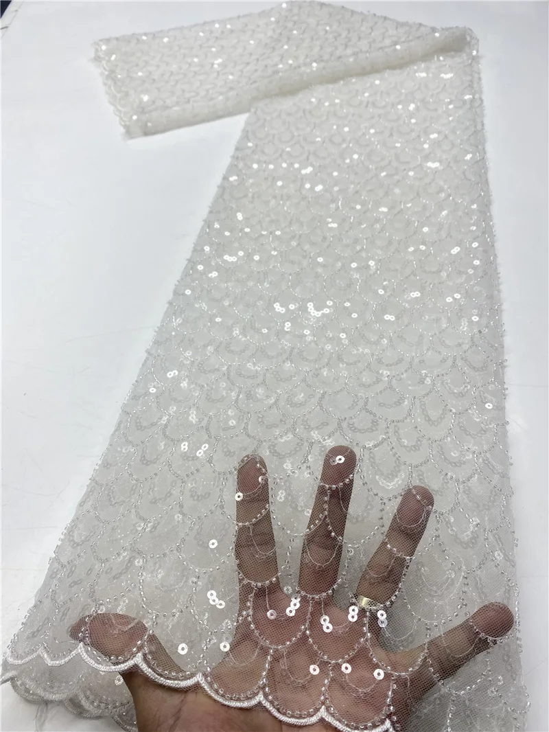 White African Lace Fabric 2020 Best Selling High Quality French Tulle Sequins For Women Sewing NI4326-7 | Аксессуары для одежды
