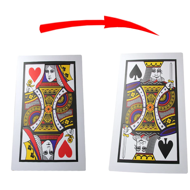 1 Pcs Find The Queen Jumbo Cards (30*45cm) Three Card Monte Red Back Magic Trick Stage Magic  Classic Gimmick