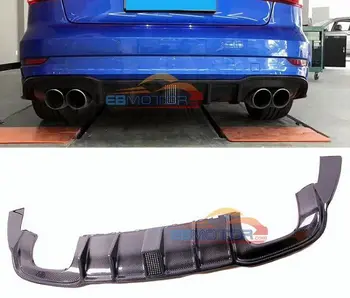 

Real carbon fiber rear bumper diffuser lip with LED lights for Audi A3 S-line S3 sedan body kit 2016-UP A108
