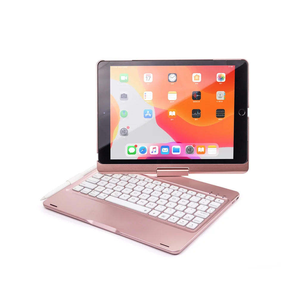 Для нового iPad 7 10,2 7 цветов светодиодный с подсветкой вращающийся на 360 градусов смарт-раскладушка беспроводной Bluetooth чехол для клавиатуры
