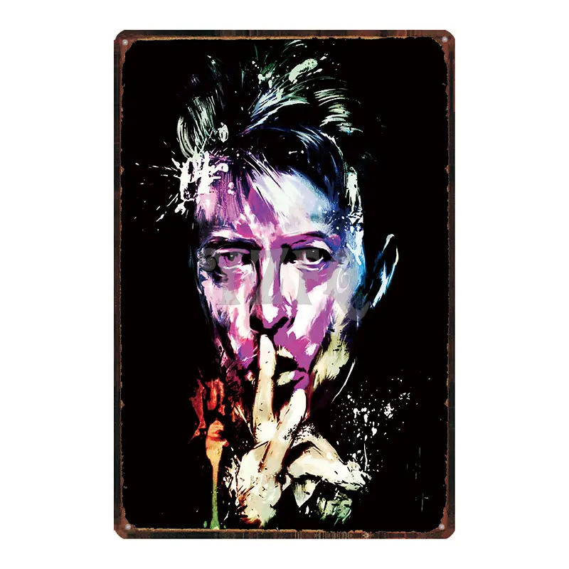 DU-3437 Bowie Star Оловянная табличка металлическая винтажная настенная для музыкального бара магазин домашний декор для отеля куадро Наклейка на стену 30X20 см DU-3419B - Цвет: DU-3437