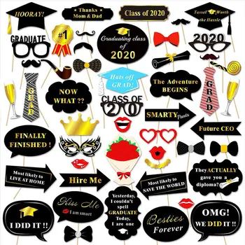 

50pcs 2020 Graduation Photo Props Graduation Party Decorations Congrate Grad DIY doctoral cap Photobooth Props Photo Accessories