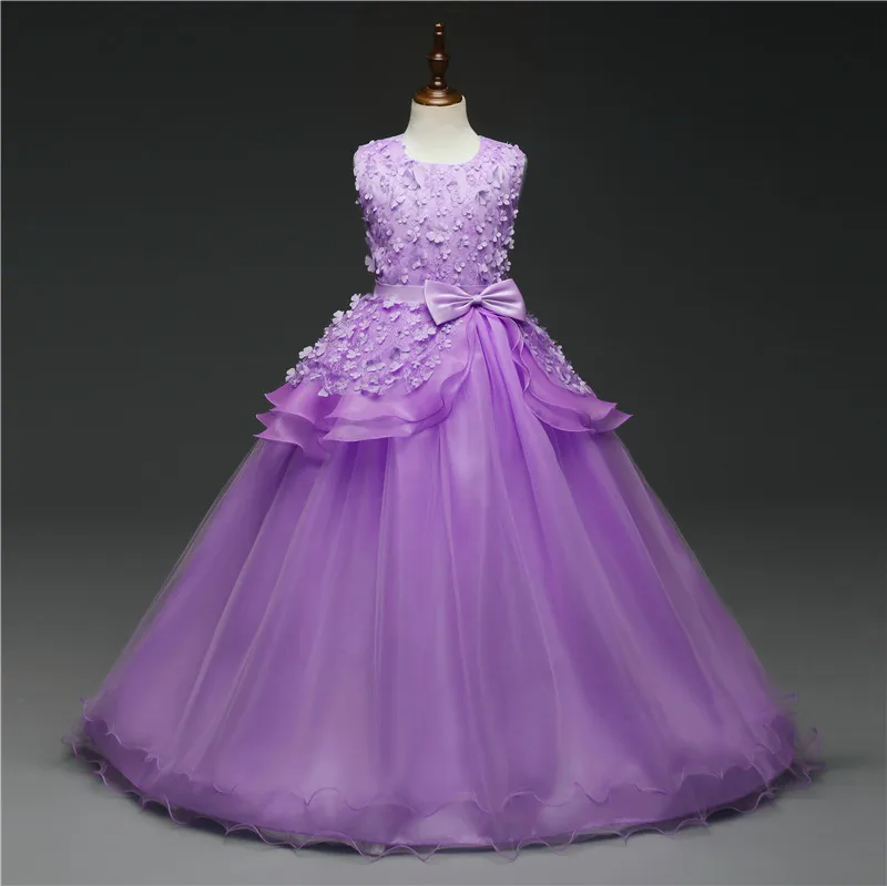 Kids Unicorn Dress for Girls Flower Appliques Ball Gown Little Girl Princess Dresses Elegant Party Costumes Children Clothing