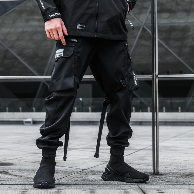 Tactical Hip Hop Cargo Techwear, Black Cargo Pants Techwear