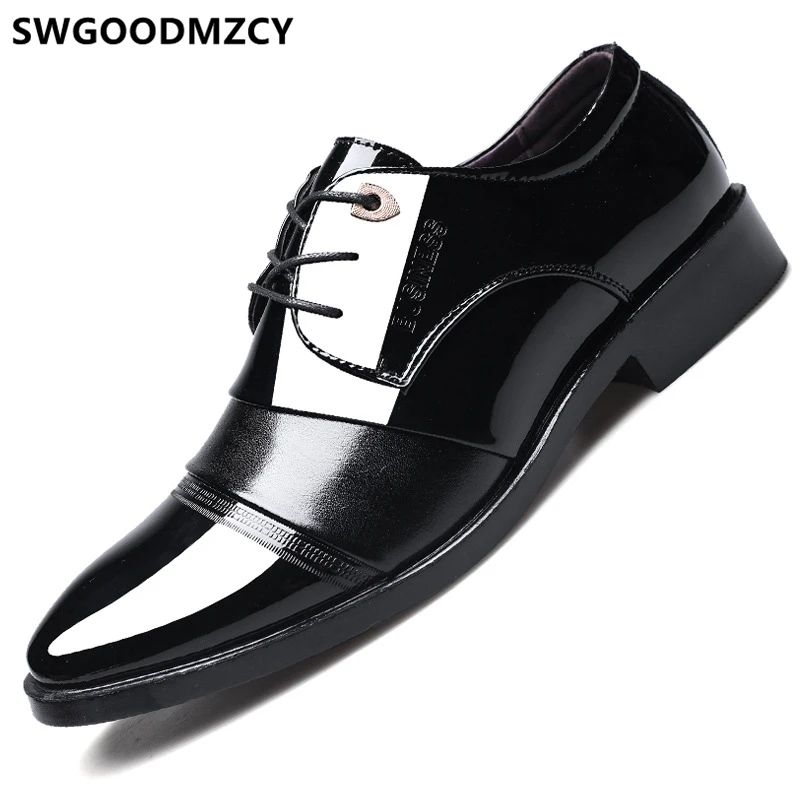 Мужские туфли-оксфорды коричневого цвета под платье; итальянская брендовая черная Свадебная обувь; мужские классические туфли из лакированной кожи; Мужская обувь; деловая Свадебная обувь; коллекция года; роскошная - Цвет: Черный