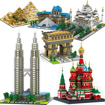 

Diamond No Compatible ed Architecture Town Bridge London Big Ben Arc de Triomphe Paris Taj Mahal Pyramid Building Blocks toy