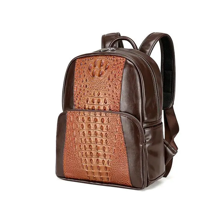 Fashion PU Crocodile Men's Backpack Male Leather Backpacks High Quality Student Bag Men Rucksack Bagpack mochila