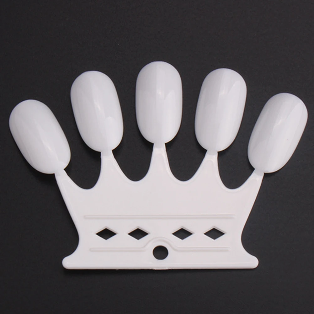 10Pcs Crown Shape Color Card Plate False Nail Tips Practice Stand Organizer Crown Shape Nail Tips Practice Solid Color