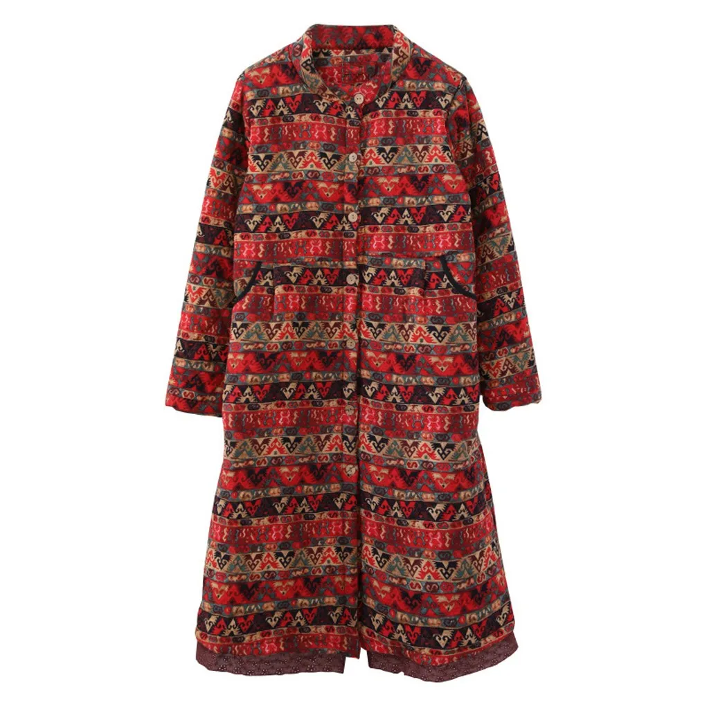 Womail Womens Coats Fashion Women Casual Loose Long Sleeve Print Plus Velvet Tops coat women Abrigo XL-4XL