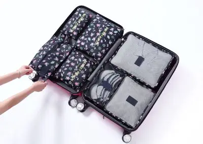 Flamingo PLEEGA 7 шт./компл. путешествия чемодан-органайзер Одежда Набор для отделки Портативный Раздел Чехол Сумки для хранения дома аксессуары для путешествий - Цвет: Flamingo