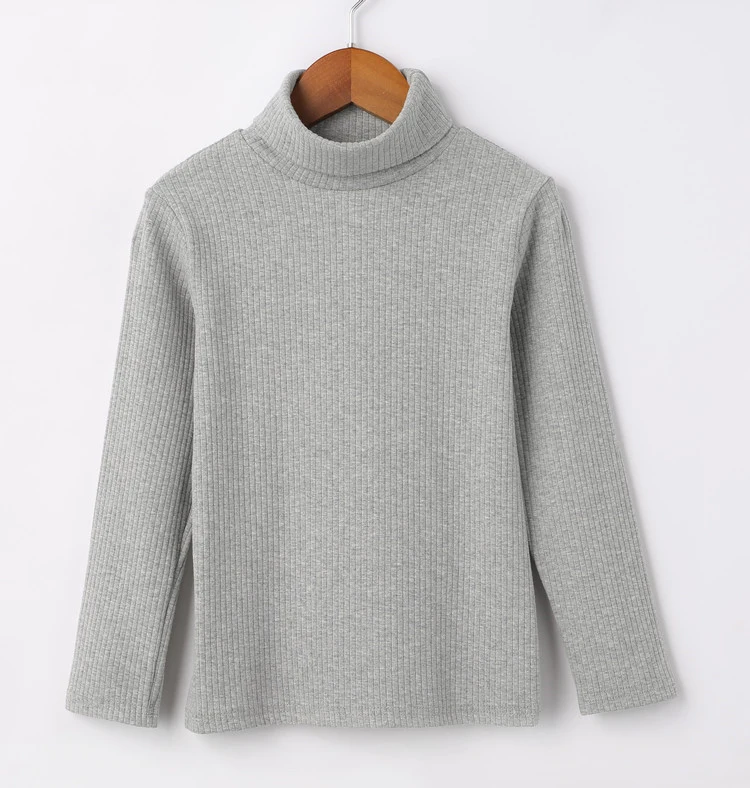 Fall Long Sleeve T-shirts for Kids Girls New Arrival Children Turtleneck Solid Color Tops Toddler Boys Clothes Pink Clothes